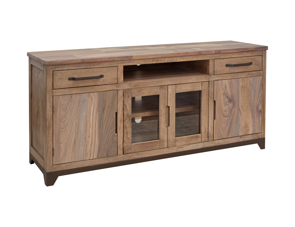 IFD - Natural Parota - 2 Drawers, 2 Door 2 Glass Door, 70in TV Stand - IFD8681STN70 view 2