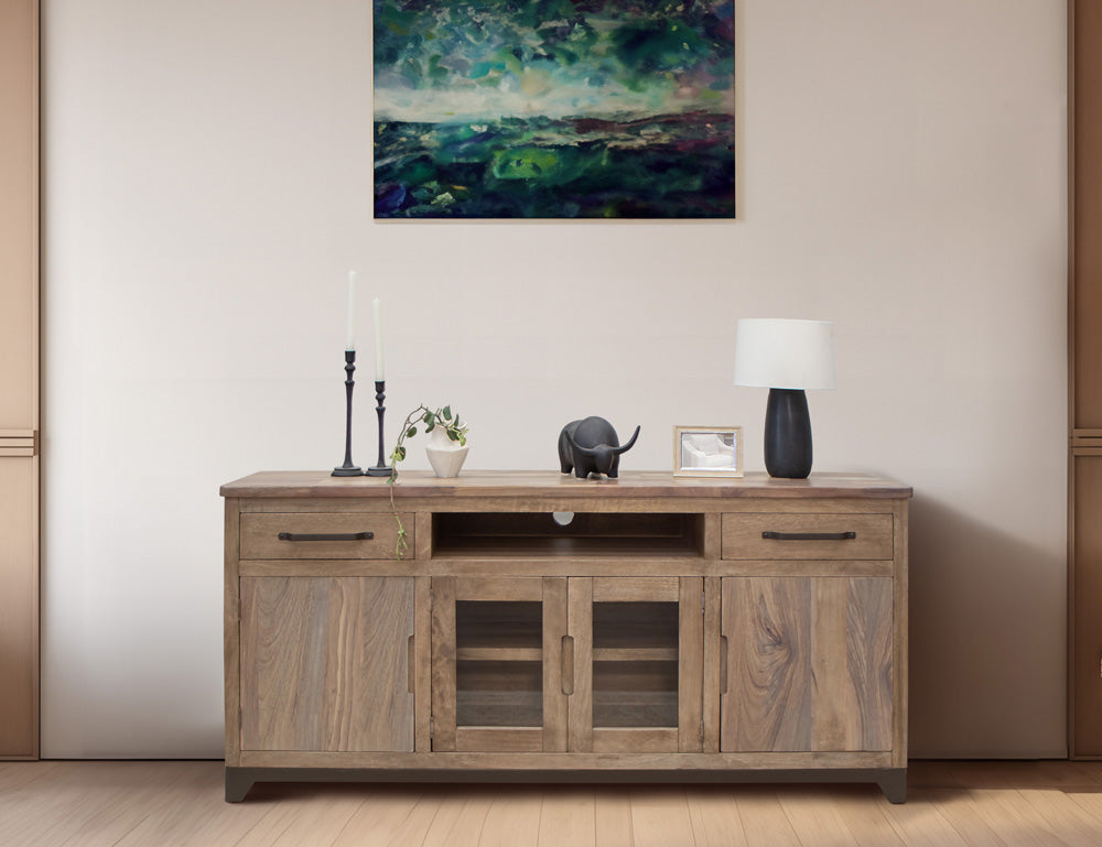 IFD - Natural Parota - 2 Drawers, 2 Door 2 Glass Door, 70in TV Stand - IFD8681STN70 view 5