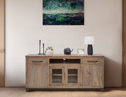IFD - Natural Parota - 2 Drawers, 2 Door 2 Glass Door, 70in TV Stand - IFD8681STN70 view 5