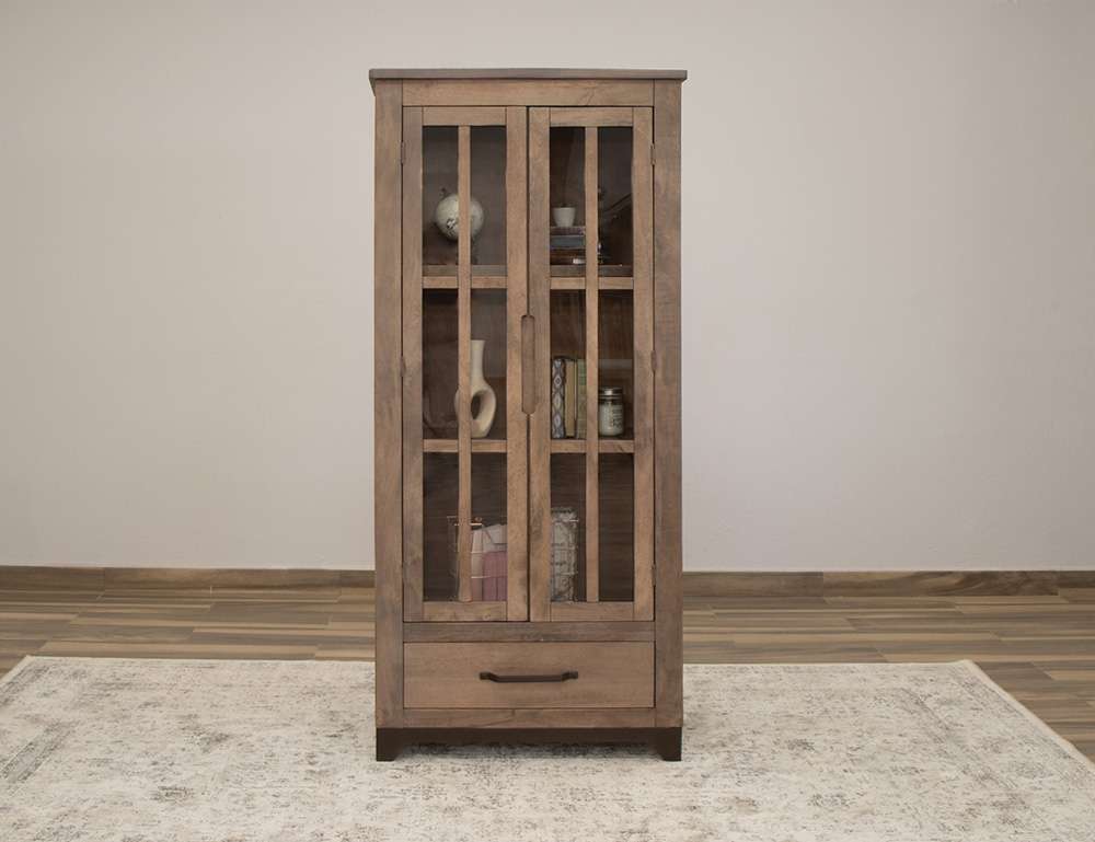 IFD - Natural Parota - 2 Glass Door 1 Drawer, Cabinet - IFD8681CAB veiw 3