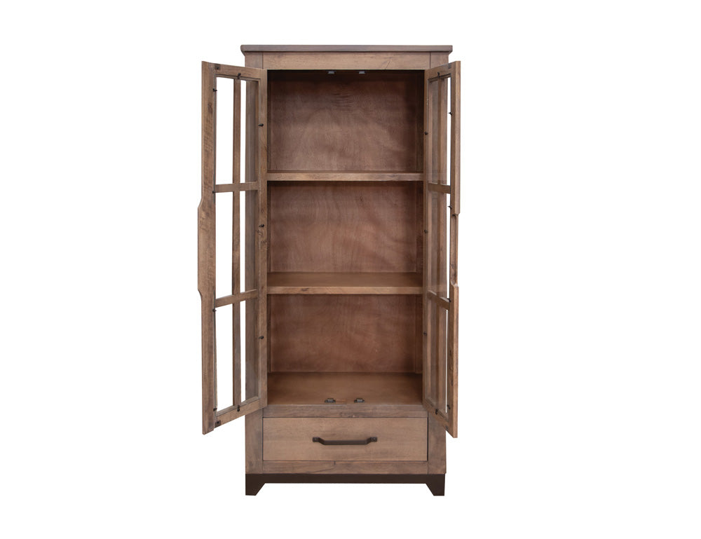 IFD - Natural Parota - 2 Glass Door 1 Drawer, Cabinet - IFD8681CAB view 3