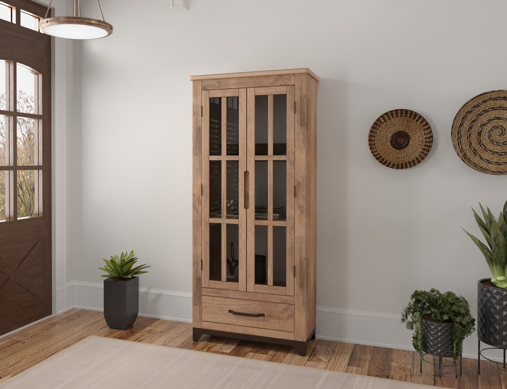 IFD - Natural Parota - 2 Glass Door 1 Drawer, Cabinet - IFD8681CAB view 4