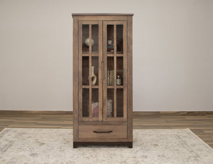 IFD - Natural Parota - 2 Glass Door 1 Drawer, Cabinet - IFD8681CAB view 5