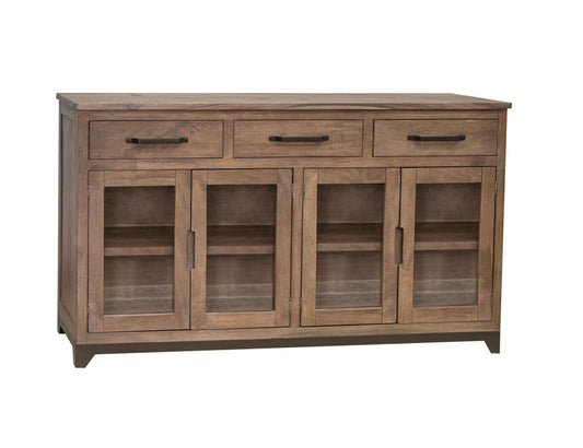 IFD - Natural Parota - 3 Drawer 4 Glass Doors Console - IFD8681CNS view 1