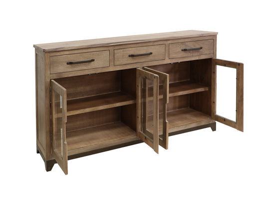 IFD - Natural Parota - 3 Drawer 4 Glass Doors Console - IFD8681CNS view 2