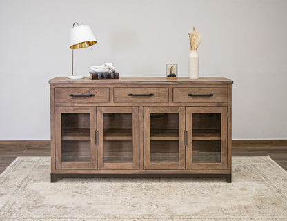 IFD - Natural Parota - 3 Drawer 4 Glass Doors Console - IFD8681CNS view 4