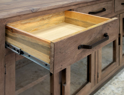 IFD - Natural Parota - 3 Drawer 4 Glass Doors Console - IFD8681CNS view 6