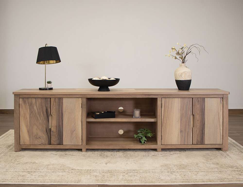 IFD - Natural Parota - 4 Door 93in TV Stand - IFD8681STN93 veiw 2