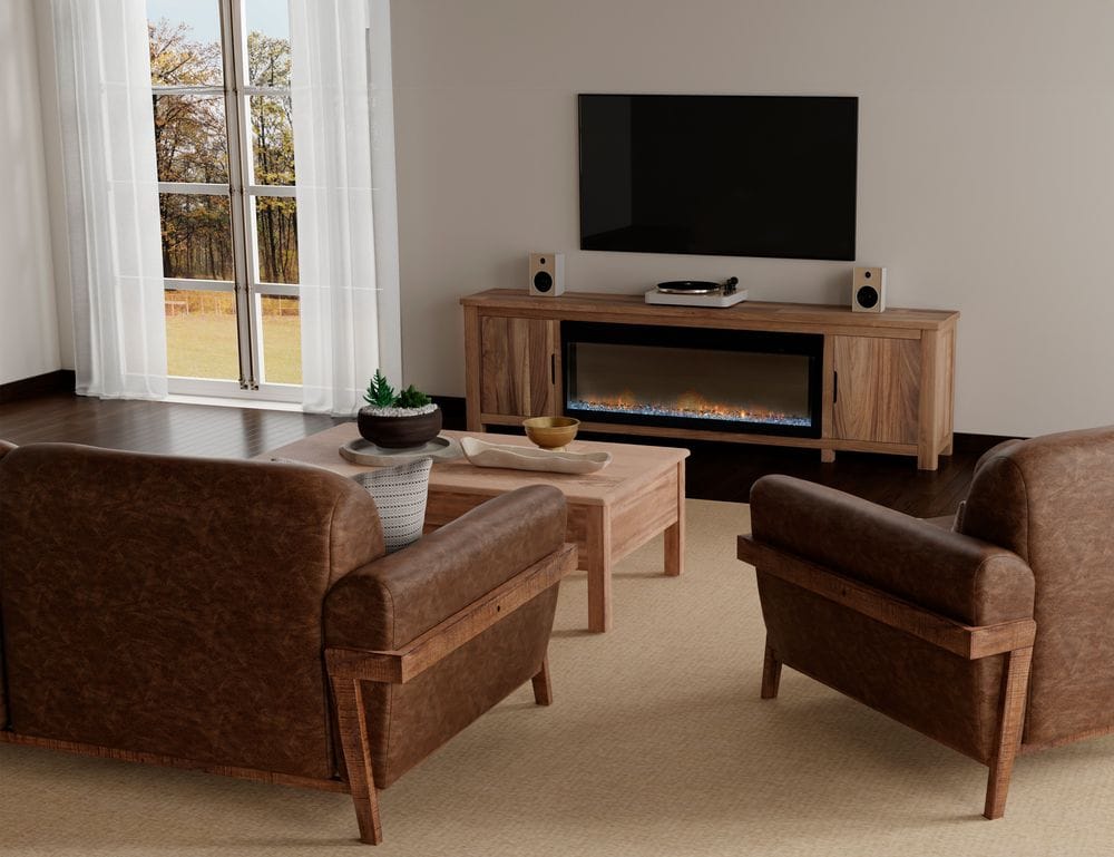 IFD - Natural Parota - 93" Electric Fireplace - IFD8681STNFP93 view 2
