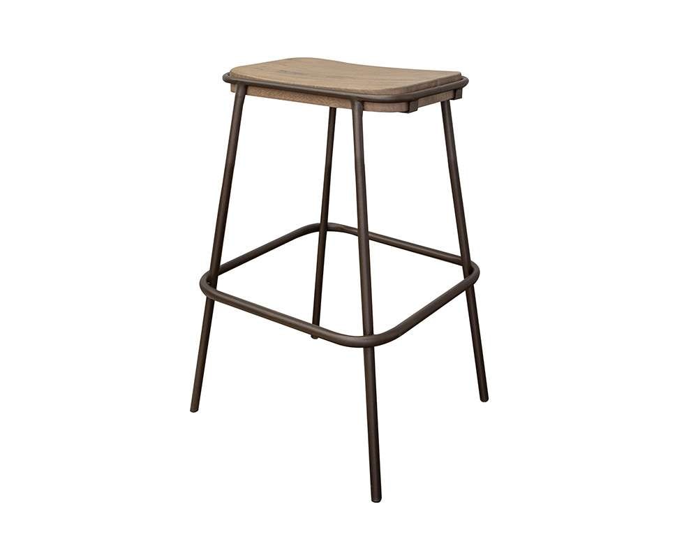 IFD - Natural Parota - Metal Frame Wooden Seat 24in Stool - IFD8681STL24 veiw 1