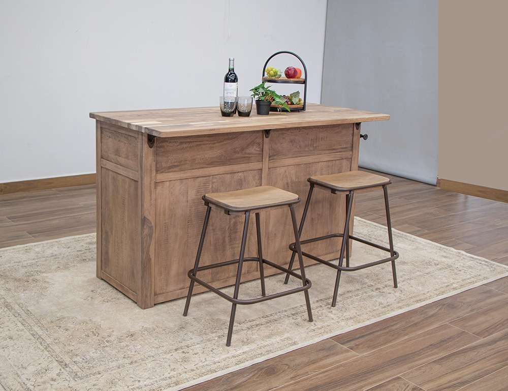 IFD - Natural Parota - Metal Frame Wooden Seat 24in Stool - IFD8681STL24 veiw 2