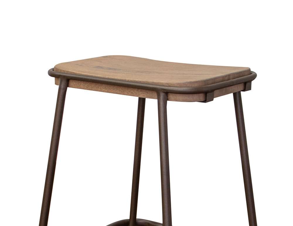 IFD - Natural Parota - Metal Frame Wooden Seat 24in Stool - IFD8681STL24 veiw 4