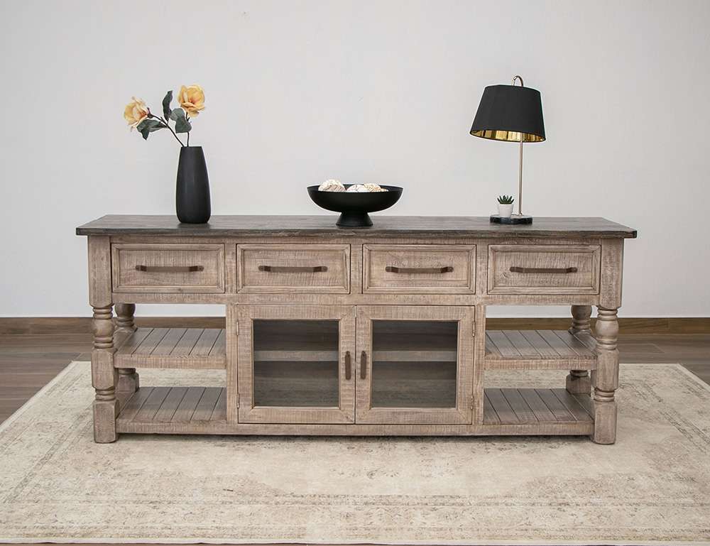 IFD - Natural Stone - 4 Drawers 2 Doors, 80in TV Stand - IFD4091STN80 veiw 2