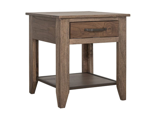 IFD  - Natural Teca  - 1 Drawer, 1 Shelf, End Table  - IFD1171END view 1