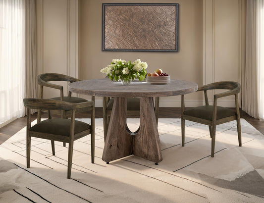 IFD - Natural Teca - Table 47in in Quartersawn Oak & Marooned Brown - IFD1171DINTBLRD47 view 2