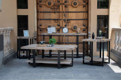 IFD - Old Wood Chairside Table w/ Iron Base - IFD9871CST veiw 2