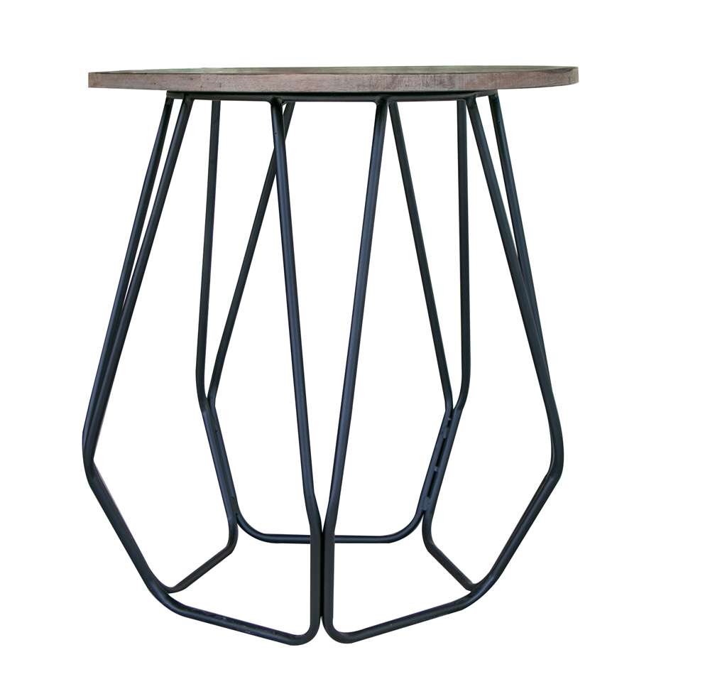 IFD - Old Wood End Table w/ Iron Base - IFD9871END veiw 1