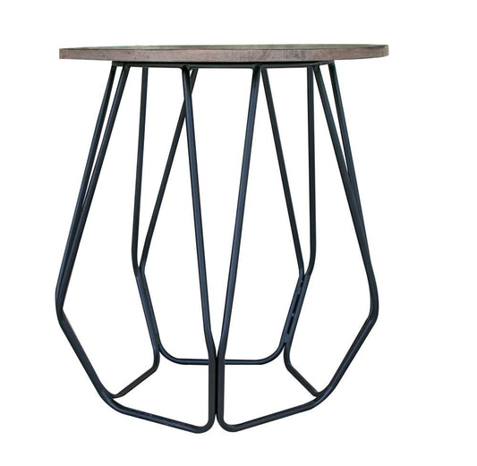 IFD - Old Wood End Table w/ Iron Base - IFD9871END veiw 1