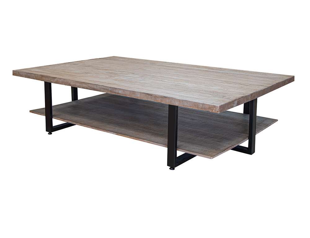 IFD - Old Wood - Iron Base Deluxe Cocktail Table - IFD9871CKTDL veiw 1