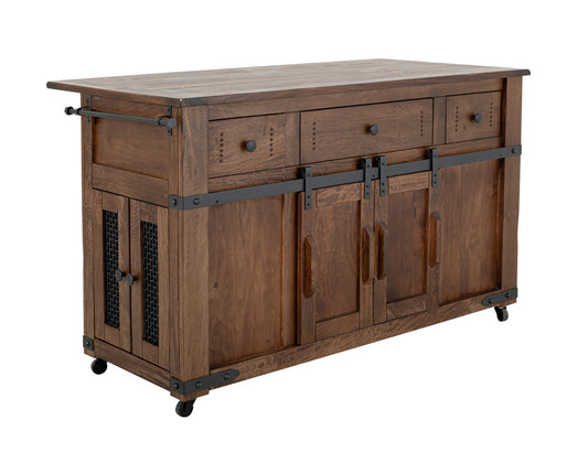 IFD - Parota 3 Drawer Kitchen Island w/2 sliding doors, 2 Mesh doors on each side - IFD866ISLAND view 1