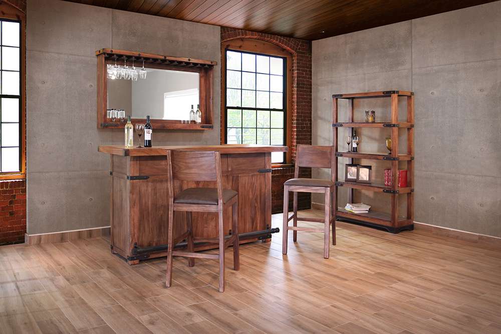IFD - Parota 30 Barstool - with Faux Leather Seat (Set of 2) - IFD865BS30 veiw 2