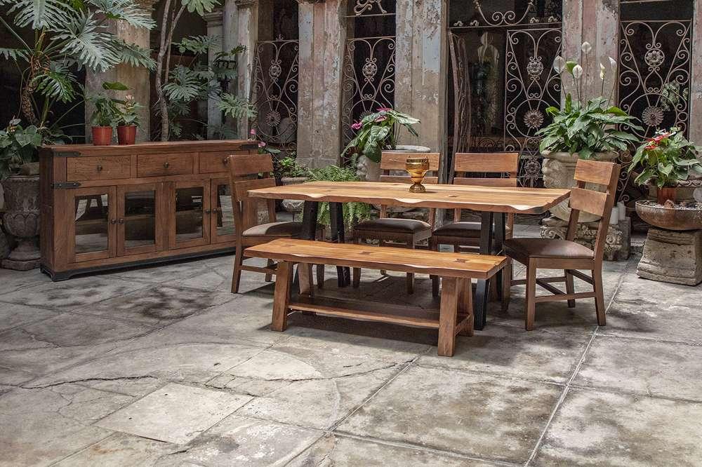 IFD - Parota Bench- Solid Wood, w/Shelf - IFD866BENCH veiw 3