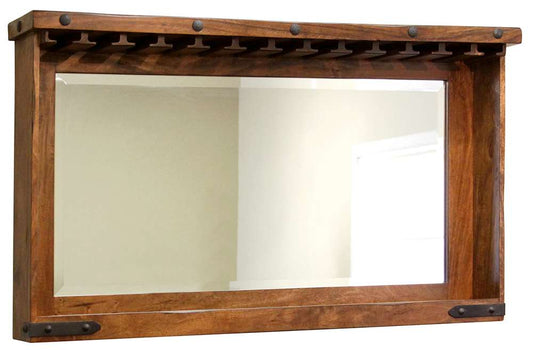 IFD - Parota Mirror Bar w/Glass Holders & Shelf - IFD866MIR-BAR veiw 1
