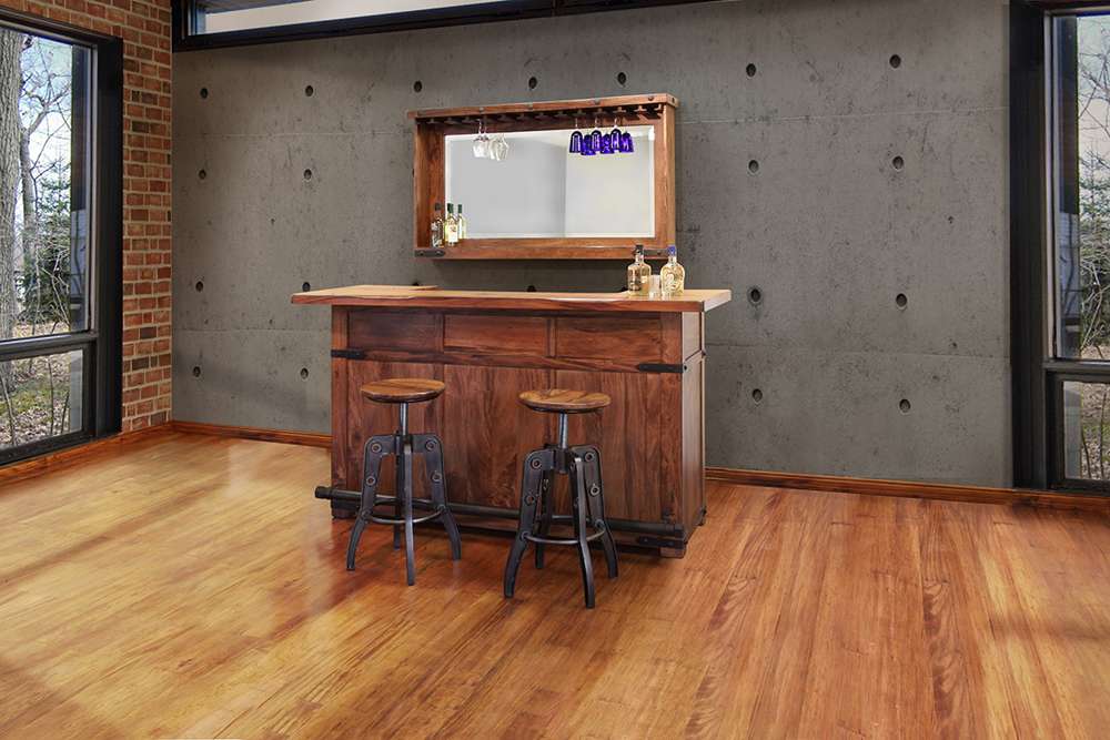 IFD - Parota Mirror Bar w/Glass Holders & Shelf - IFD866MIR-BAR veiw 2