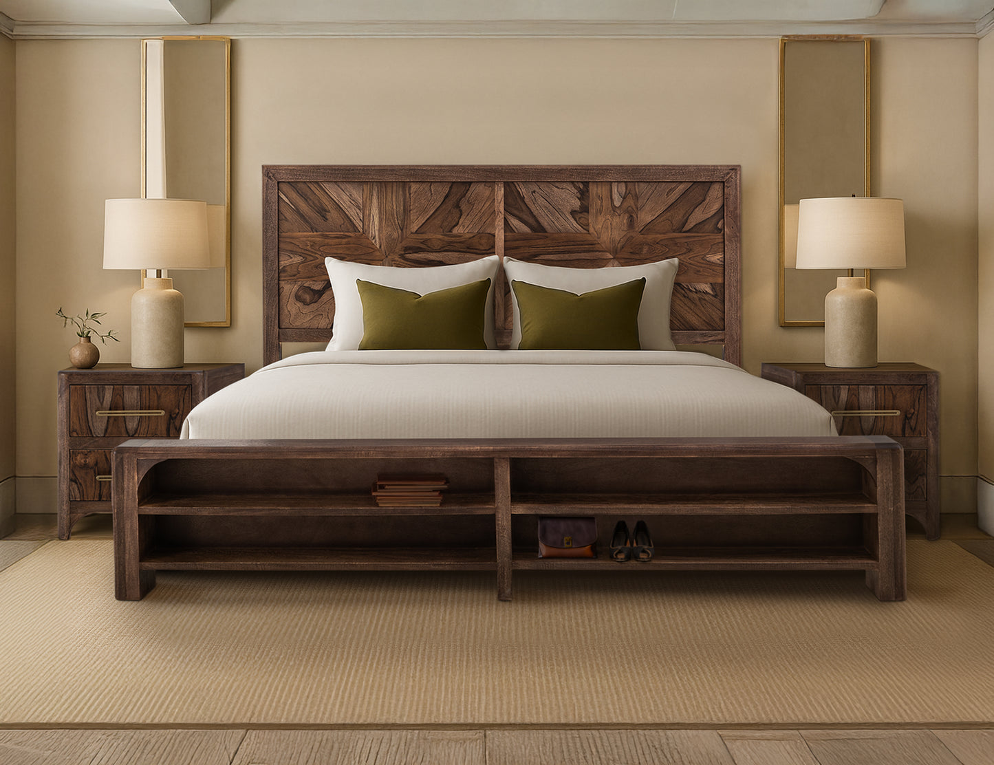 IFD - Praga - King Bed in Almond and barrel brown - IFD6721BEDEK view 2