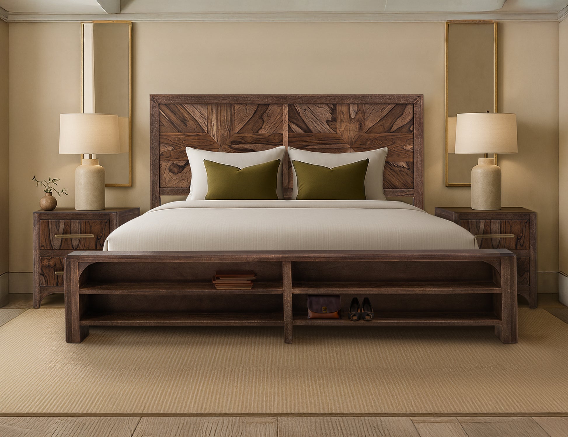 IFD - Praga - King Bed in Almond and barrel brown - IFD6721BEDEK view 2