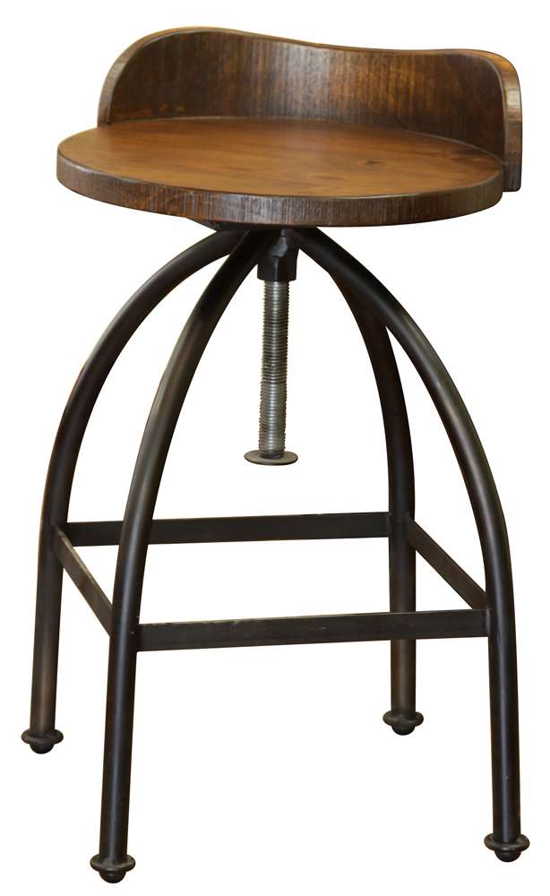 IFD - Pueblo 24-30in Adjustable Height Swivel barstool, Wooden Seat, Iron Base (Set of 2) - IFD359BS2430 veiw 1