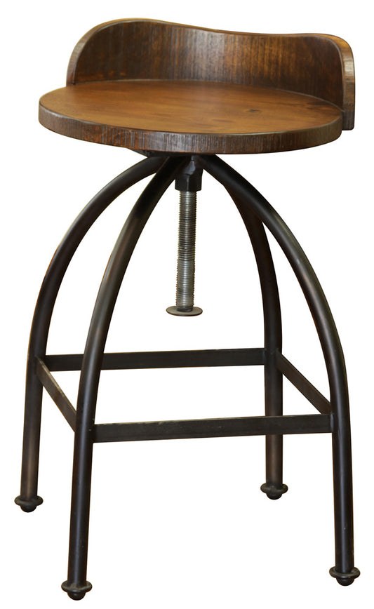 IFD - Pueblo 24-30in Adjustable Height Swivel barstool, Wooden Seat, Iron Base (Set of 2) - IFD359BS2430 view 1