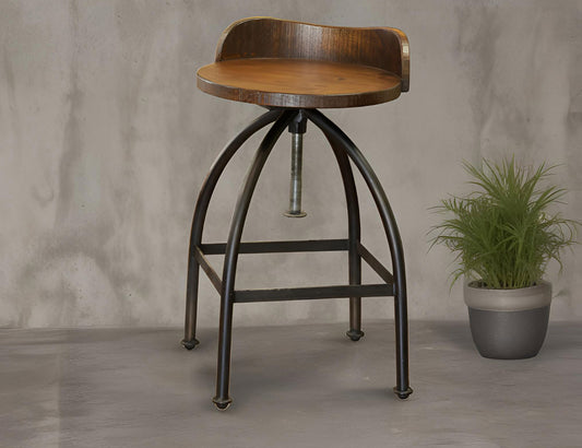 IFD - Pueblo 24-30in Adjustable Height Swivel barstool, Wooden Seat, Iron Base (Set of 2) - IFD359BS2430 view 2