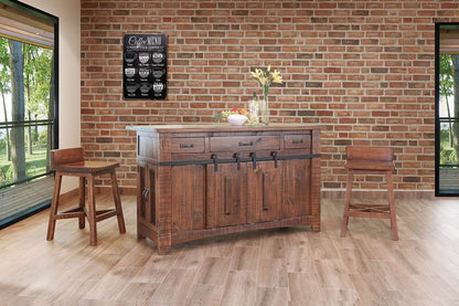 IFD - Pueblo 24 Stool - w/Wooden Seat & Base- Brown Finish - IFD360BS24 veiw 3