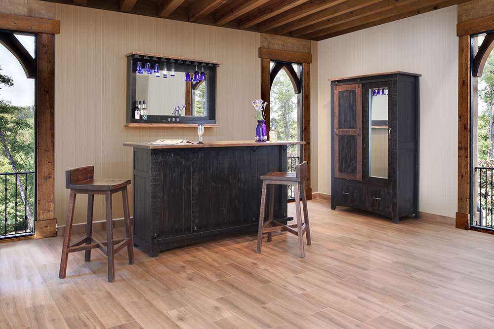 IFD - Pueblo 30 Stool w/Wooden Seat & Base - Brown Finish - IFD360BS30 veiw 2