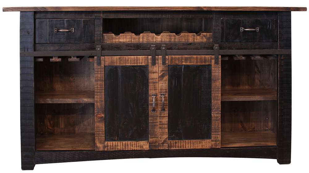 IFD - Pueblo Black 2 Drawers, 2 Shelves & 2 Doors Bar - IFD370BAR veiw 1