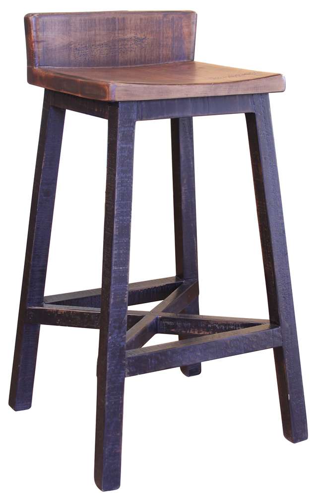 IFD - Pueblo Black 30 Stool w/Wooden Seat & Base- Black Finish (Set of 2) - IFD370BS30 veiw 1