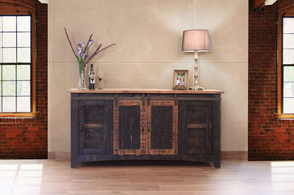 IFD - Pueblo Black 70in TV Stand w/4 doors & Shelves - IFD370STAND-70 veiw 1