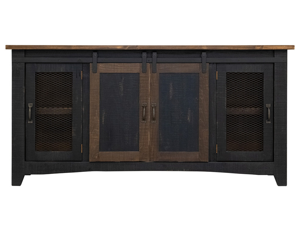 IFD - Pueblo Black 70in TV Stand w/4 doors & Shelves - IFD370STAND-70 view 3
