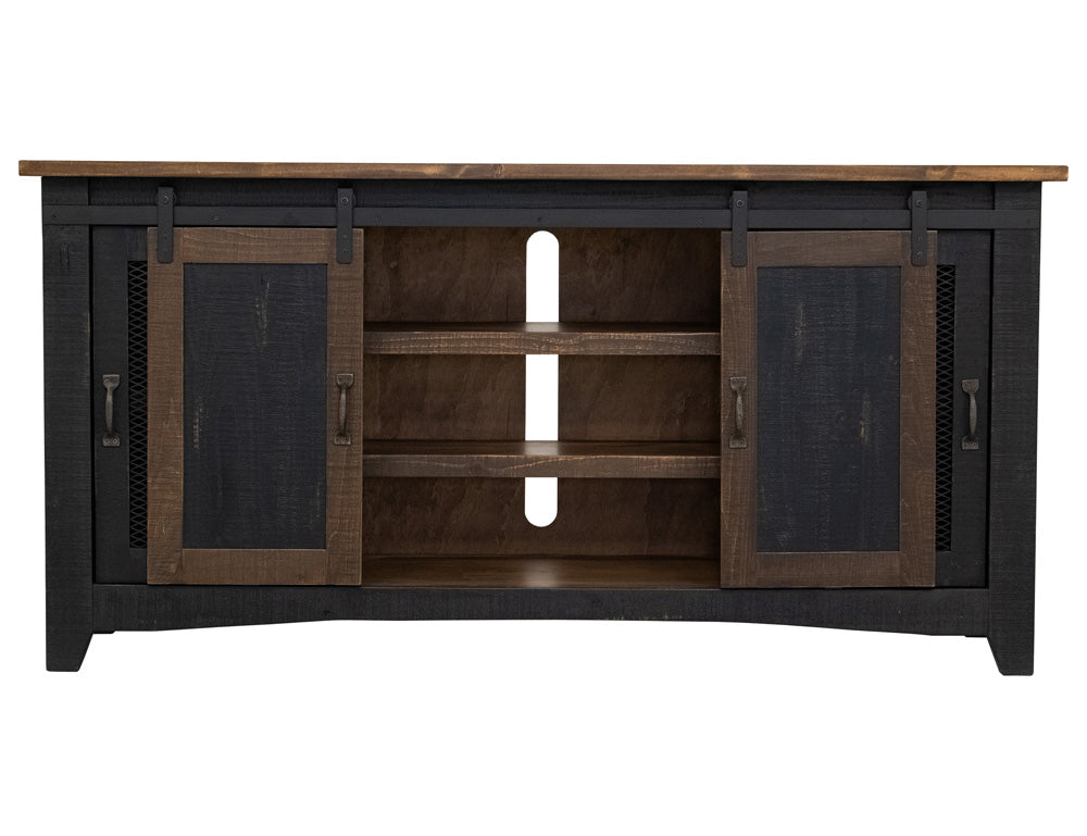 IFD - Pueblo Black 70in TV Stand w/4 doors & Shelves - IFD370STAND-70 view 5