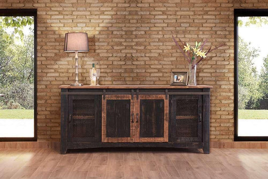 IFD - Pueblo Black 80in TV Stand w/4 doors & Shelves - IFD370STAND-80 veiw 1