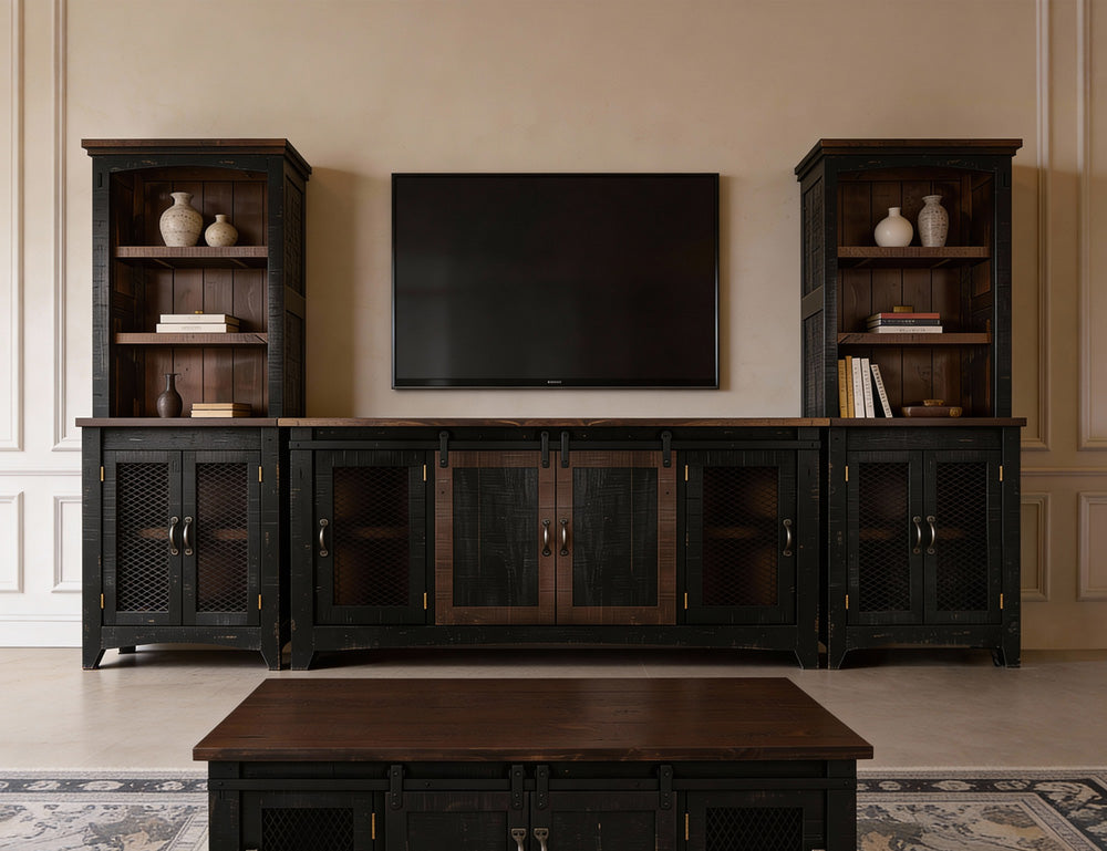IFD - Pueblo Black TV-Stand w/2 Doors, 2 Mesh Doors - IFD370STAND view 6