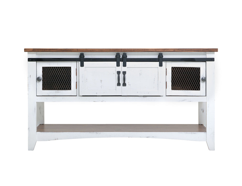 IFD - PUEBLO CONSOLE TABLE IN WHITE 2 SLIDING DOORS, 2 MESH DOORS - IFD360SOFA-W view 1