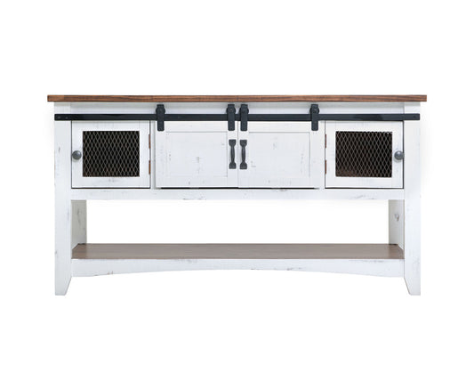 IFD - PUEBLO CONSOLE TABLE IN WHITE 2 SLIDING DOORS, 2 MESH DOORS - IFD360SOFA-W view 1