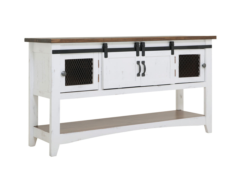 IFD - PUEBLO CONSOLE TABLE IN WHITE 2 SLIDING DOORS, 2 MESH DOORS - IFD360SOFA-W view 2