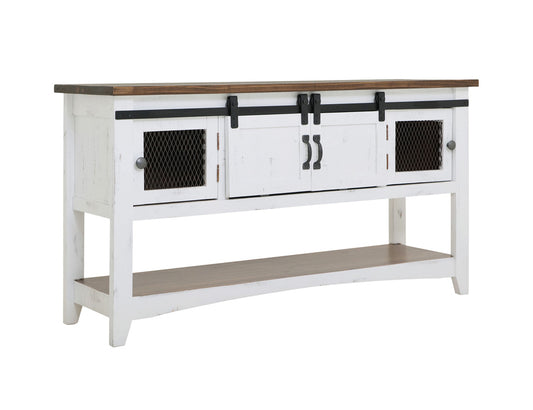 IFD - PUEBLO CONSOLE TABLE IN WHITE 2 SLIDING DOORS, 2 MESH DOORS - IFD360SOFA-W view 2
