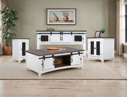 IFD - PUEBLO CONSOLE TABLE IN WHITE 2 SLIDING DOORS, 2 MESH DOORS - IFD360SOFA-W view 4