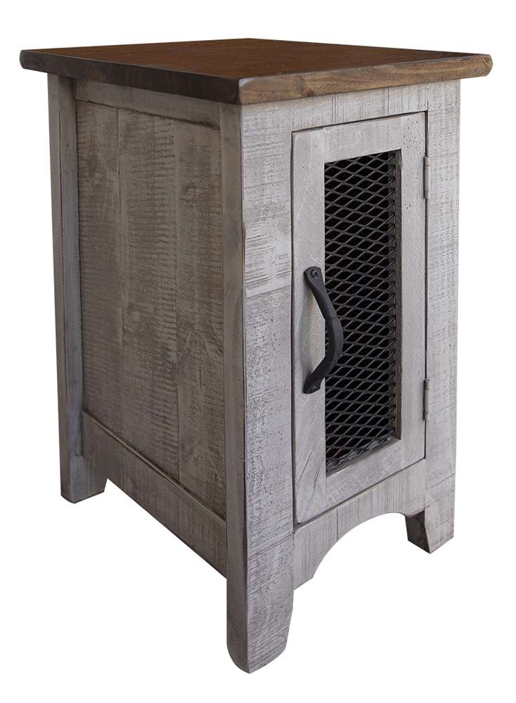 IFD - Pueblo Gray Chair Side Table 1 Door - IFD3401CST veiw 1