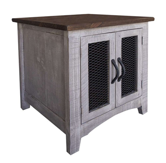 IFD - Pueblo Gray End Table 2 Doors - IFD3401END veiw 1