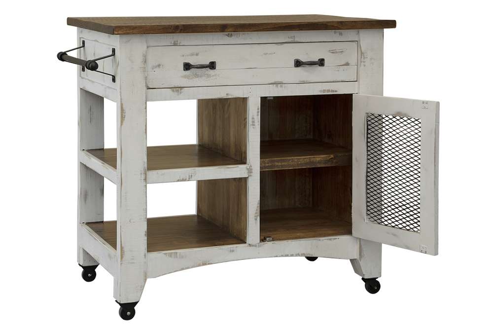 IFD - Pueblo White 1 Drawer, 1 Mesh Door Kitchen Island - White Finish - IFD3601KSL veiw 1